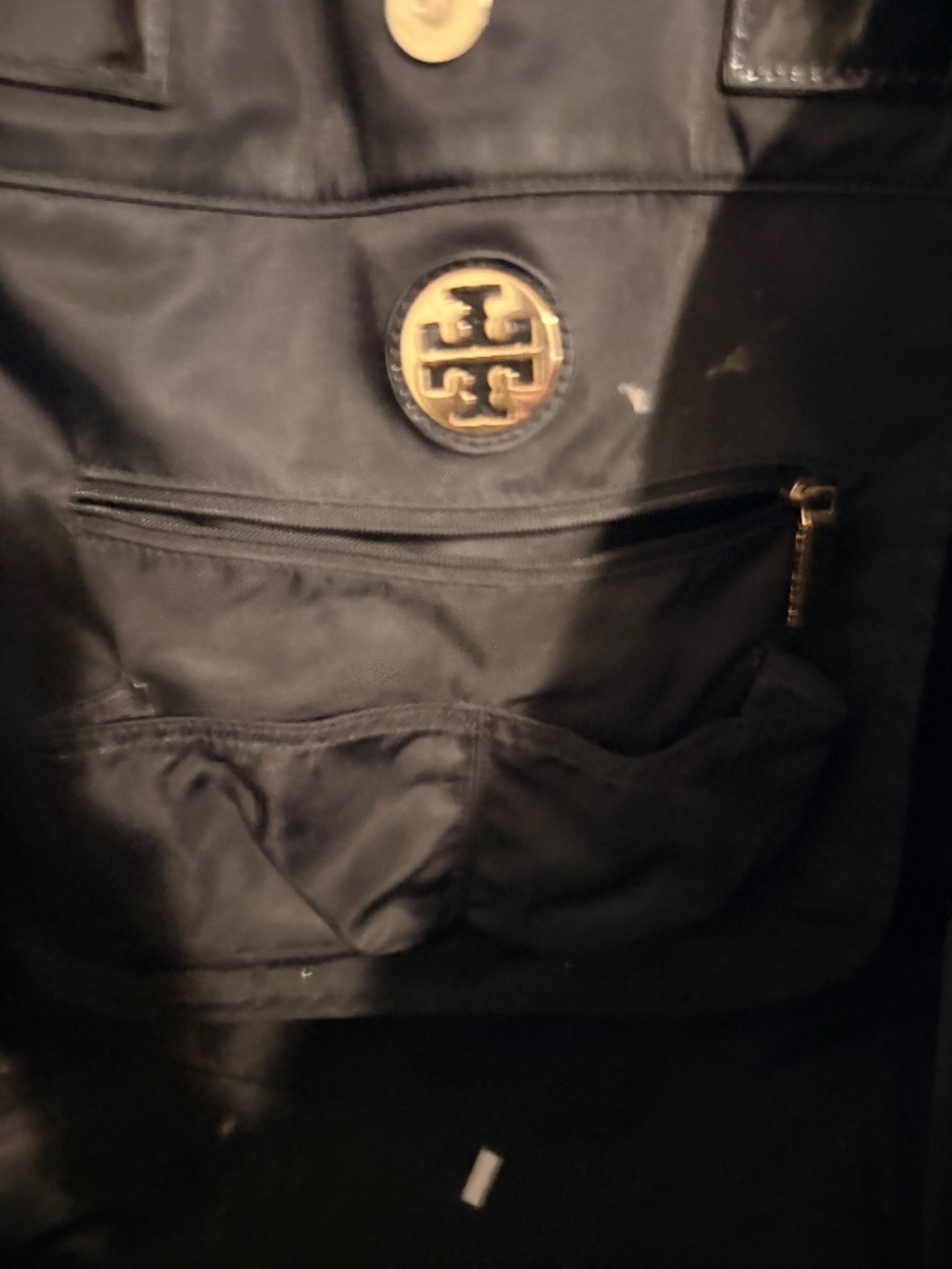 Tory Burch Black Nylon Tote with Logo - Picture 6 of 8
